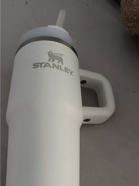 Stanley White Travel Mug with Handle and Logo
